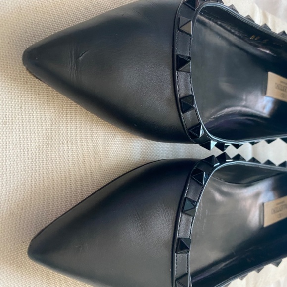 Valentino Rockstud Noir Pointed Flats - Picture 6 of 8
